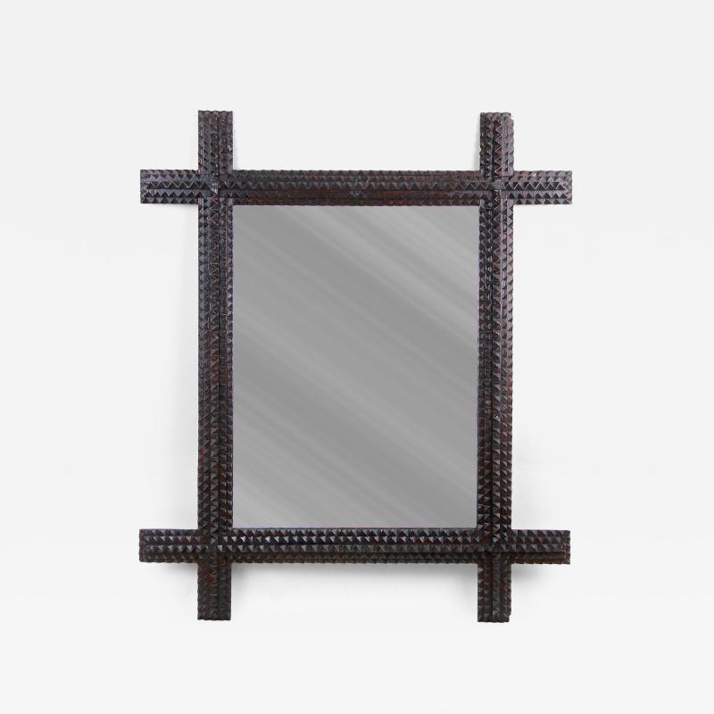 19th Century Rustic Tramp Art Wall Mirror Austria ca 1880