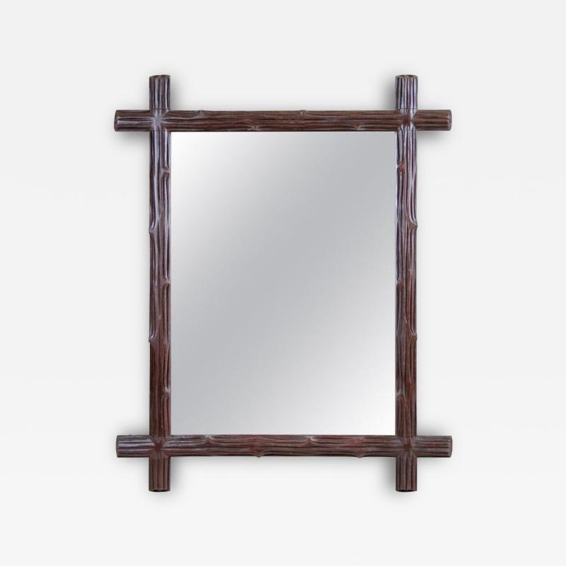 19th Century Rustic Wooden Black Forest Wall Mirror Austria circa 1890