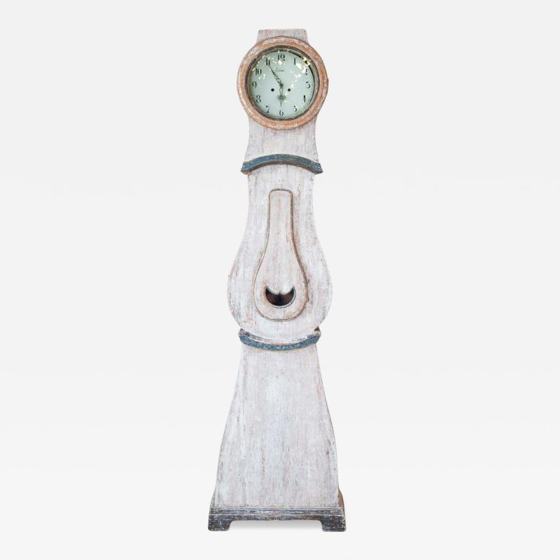 19th Century Scandinavian Painted Pine Longcase Clock