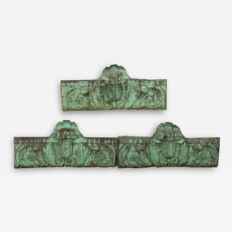 19th Century Set of 3 Oxidized Copper Panels