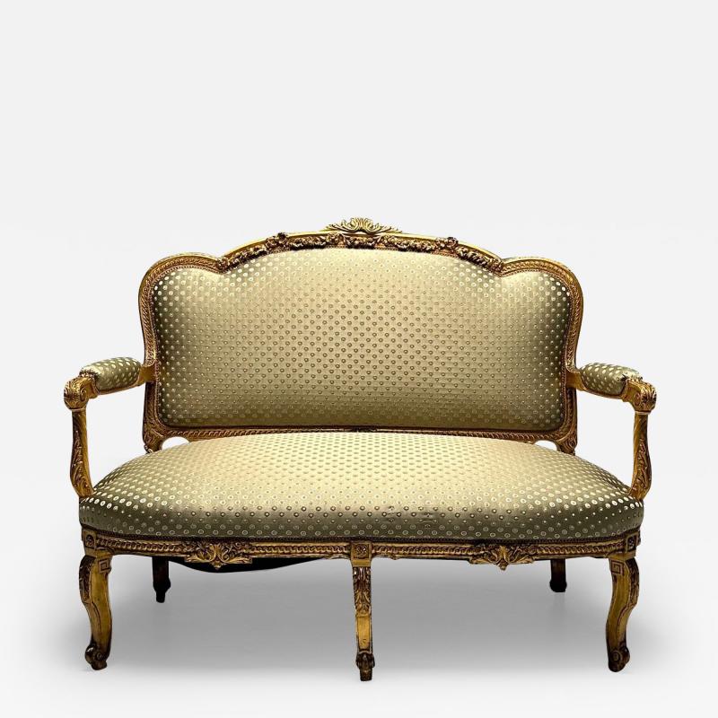 19th Century Settee Canape Durand Louis XV Giltwood Scalamandre Upholstery