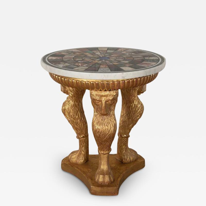 19th Century Specimen Marble and Giltwood Centre Table