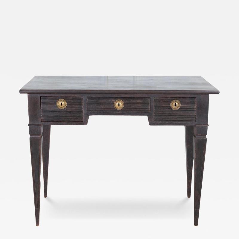 19th Century Swedish Black Painted Writing Desk with Brass Fittings