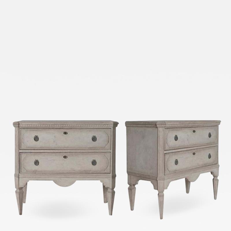 19th Century Swedish Gustavian Pair Of Painted Bedside Chests