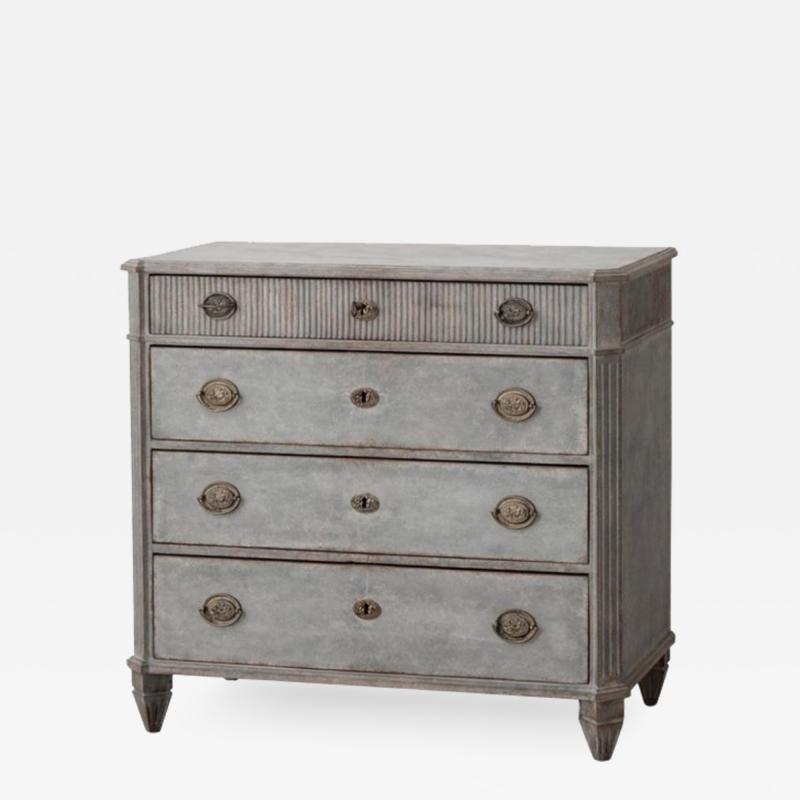 19th Century Swedish Late Gustavian Painted Bedside Chest With Marbleized Top