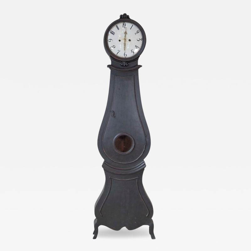 19th Century Swedish Mora Clock in Black Paint