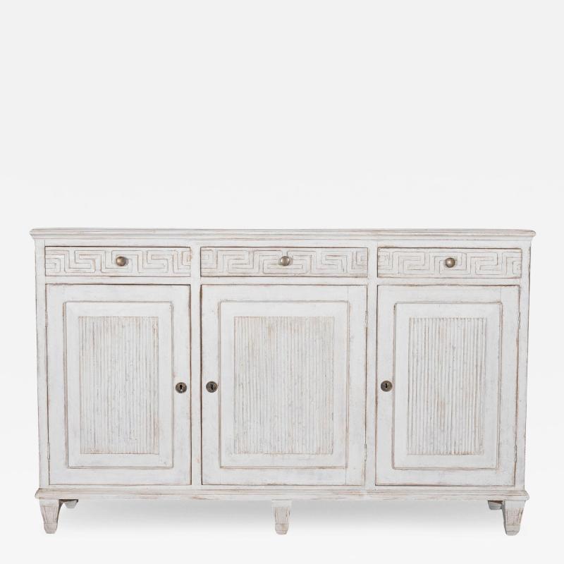 19th Century Swedish Painted Pine Sideboard with Greek Key Frieze
