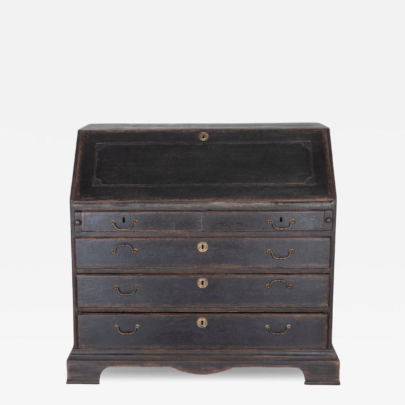 19th Century Swedish Secretary Desk in Black with Turquoise Interior