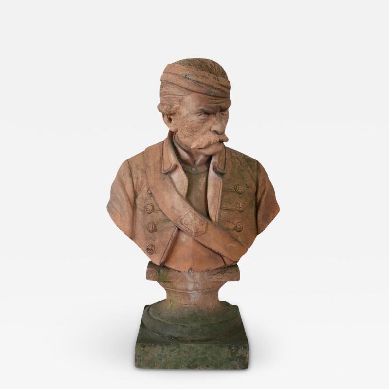 19th Century Terracotta Sculpture Portrait of Brave Italian Soldier