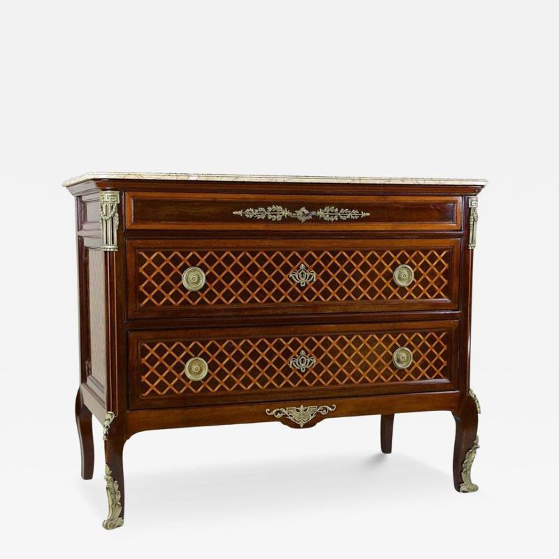 19th Century Transitional Marquetry Chest Of Drawers Mahogany FR circa 1870
