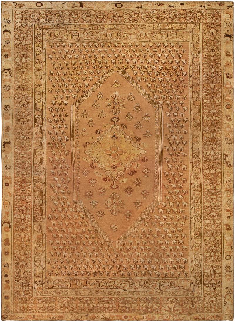19th Century Turkish Ghiordes Light Brown Handwoven Wool Rug