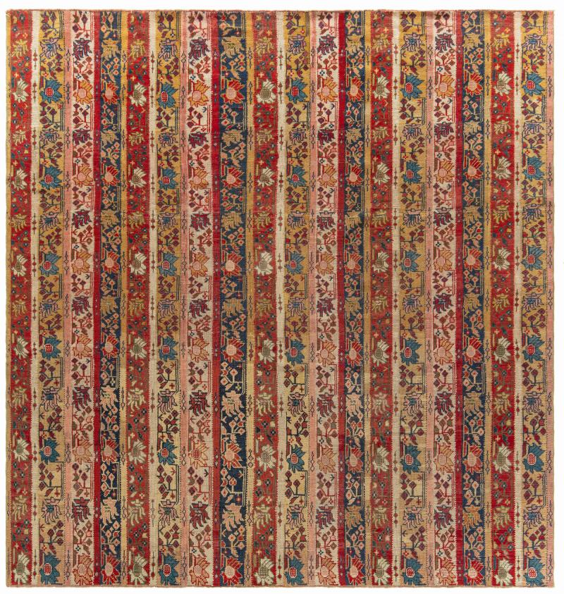 19th Century Turkish Oushak Botanic Handwoven Wool Rug