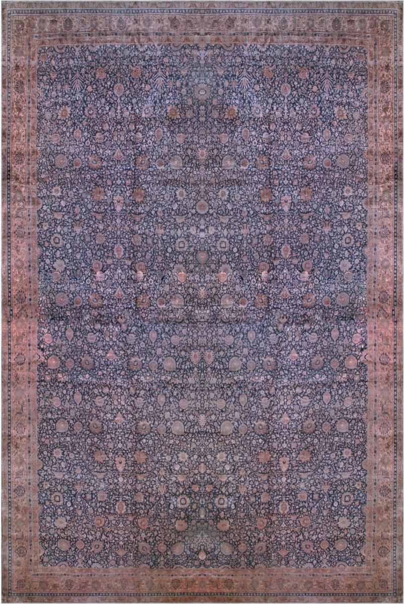 19th Century Turkish Sivas Puple Botanic Handmade Rug