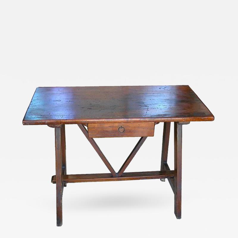 19th Century Tuscan Trestle Chestnut Table