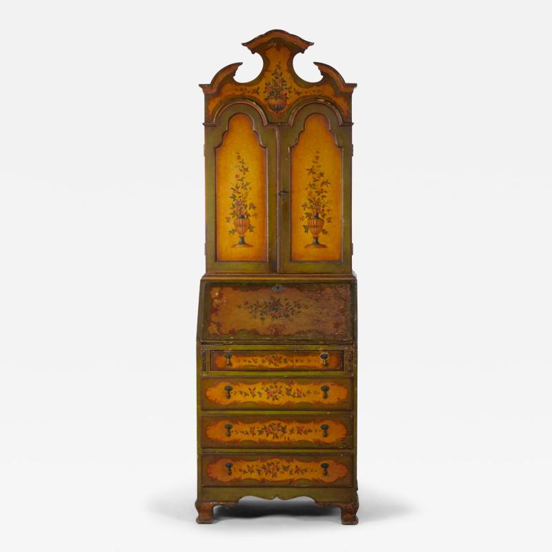 19th Century Venetian Italian Style Polychrome Secretary Bookcase