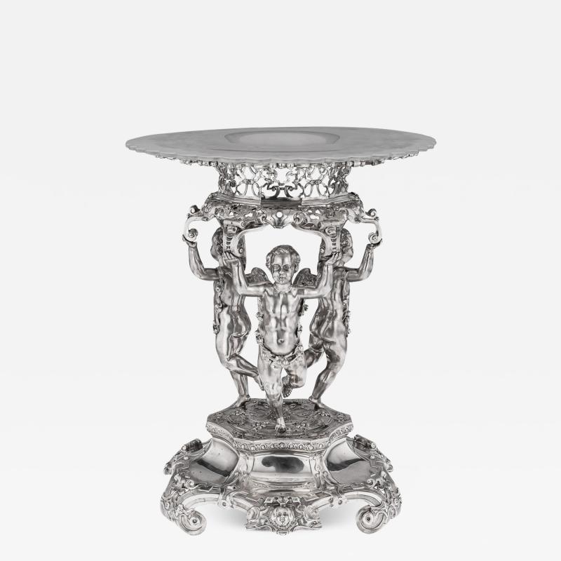 19th Century Victorian Solid Silver Figural Centerpiece Robert Garrard c 1845