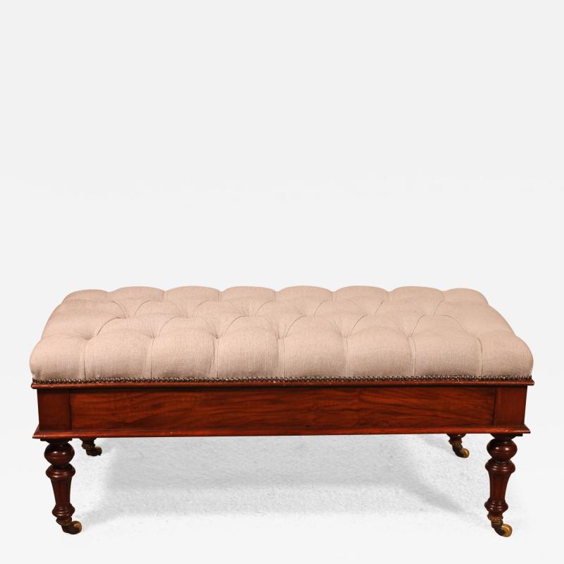 19th Century Walnut Bench Covered With A Chesterfield Style Seating