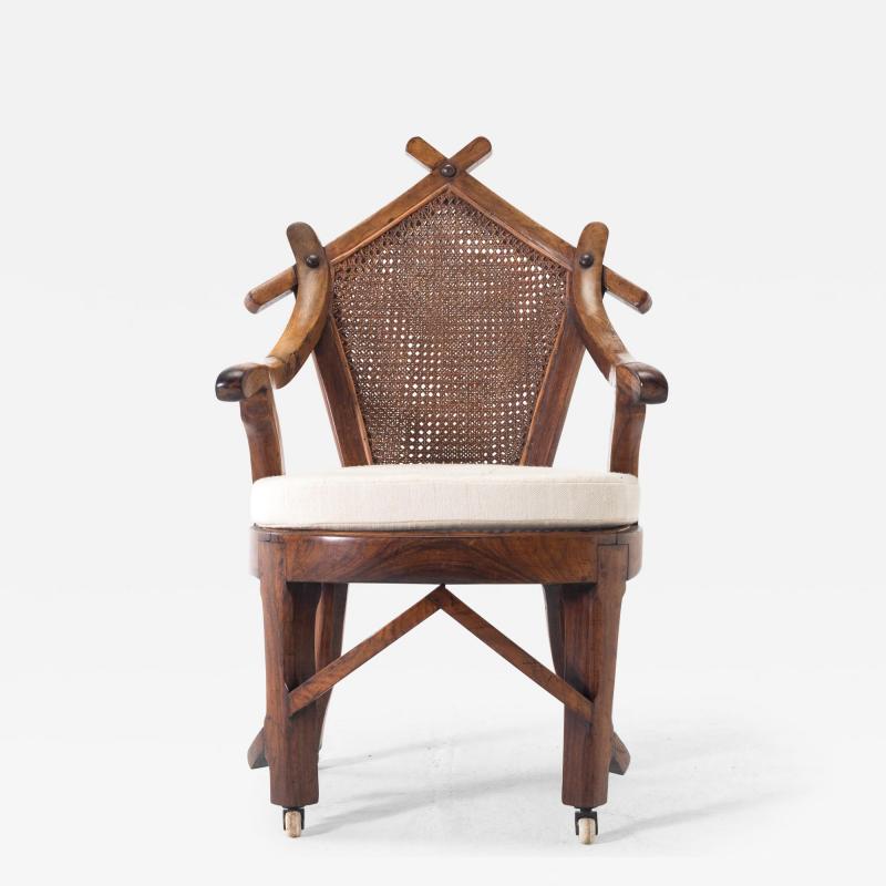 19th Century Walnut and Cane Chair