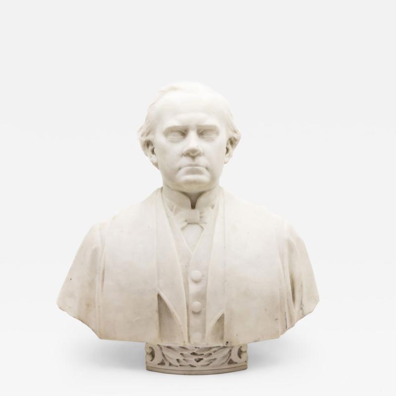 19th Century White Marble Bust of a Man