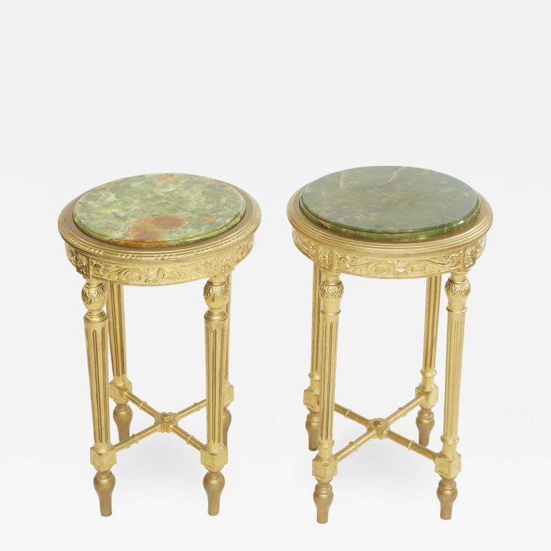 19th Century Wood Framed Onyx Top Side Tables