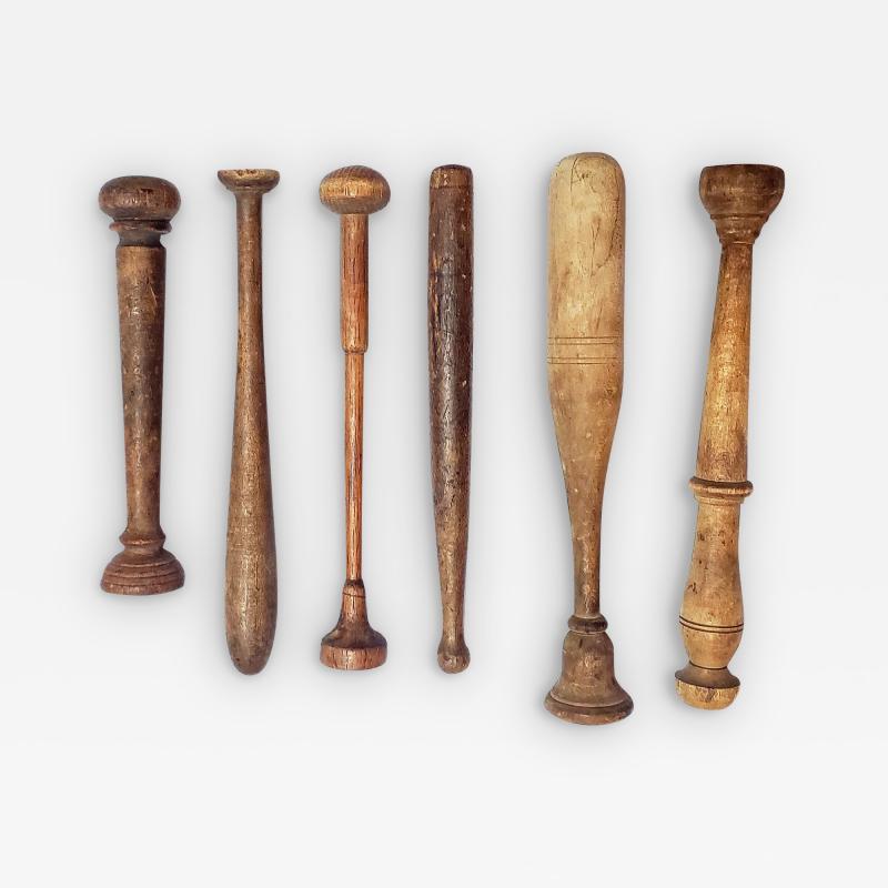 19th Century Wooden Drink Muddlers Collection Of Six