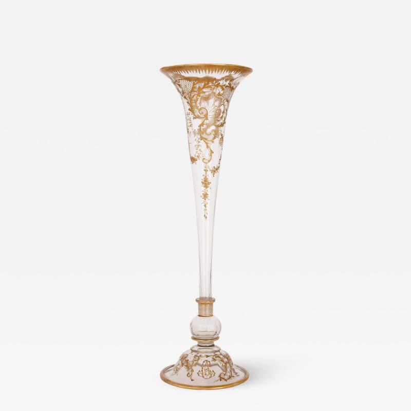 19th Century gilt and Bohemian glass vase