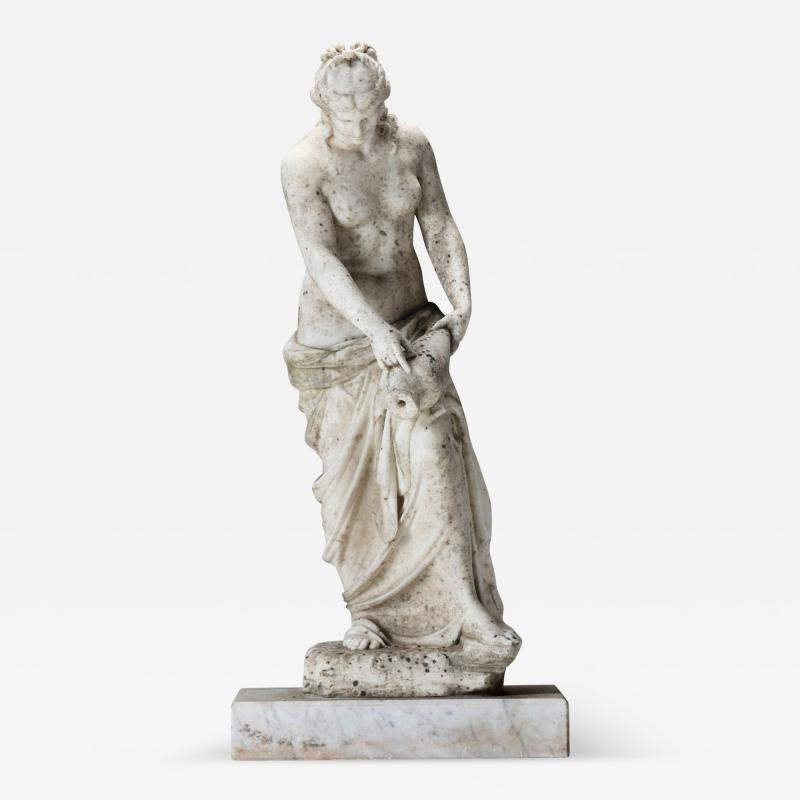 19th c English White Marble Sculpture of a Maiden