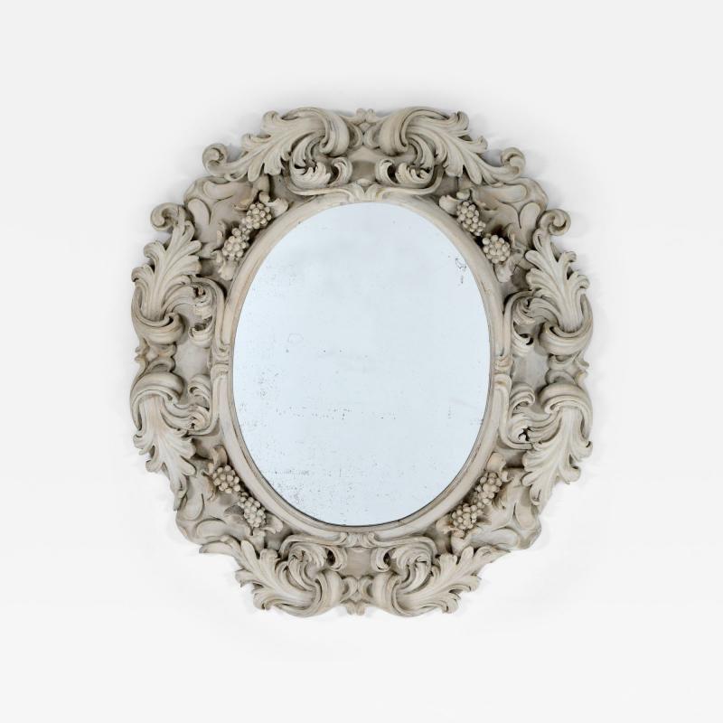 19th c French Large Deeply Carved Mirror with Original Mirror Plate
