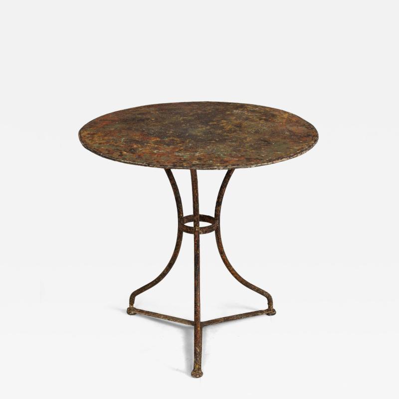 19th c French Metal Gu ridon Round Side Table in Original Patina