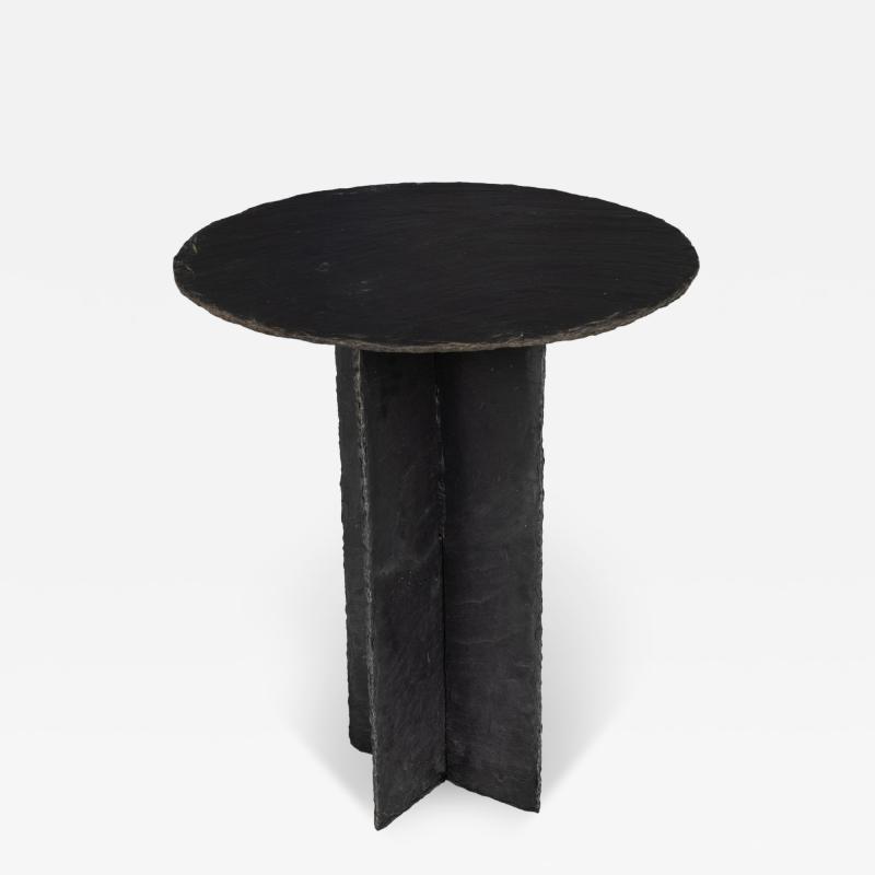 19th c French Round Slate Side Table