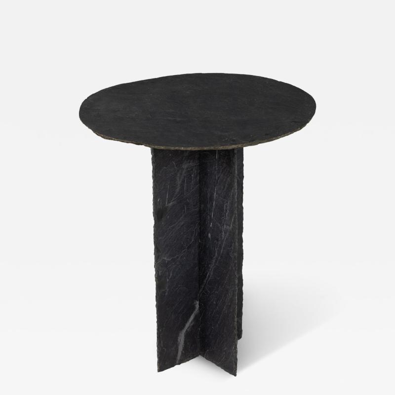 19th c French Round Slate Side Table