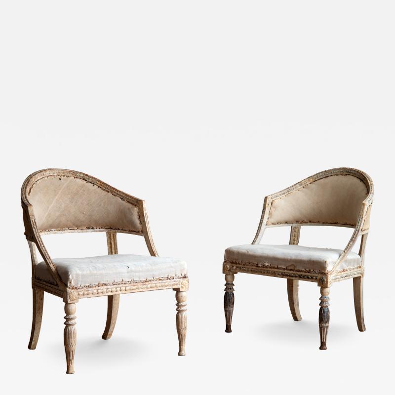 19th c Gustavian Barrel Back Armchairs