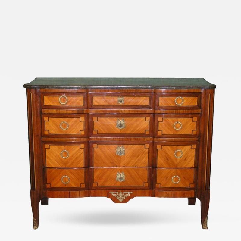 19th c Inlaid Marble Top Commode