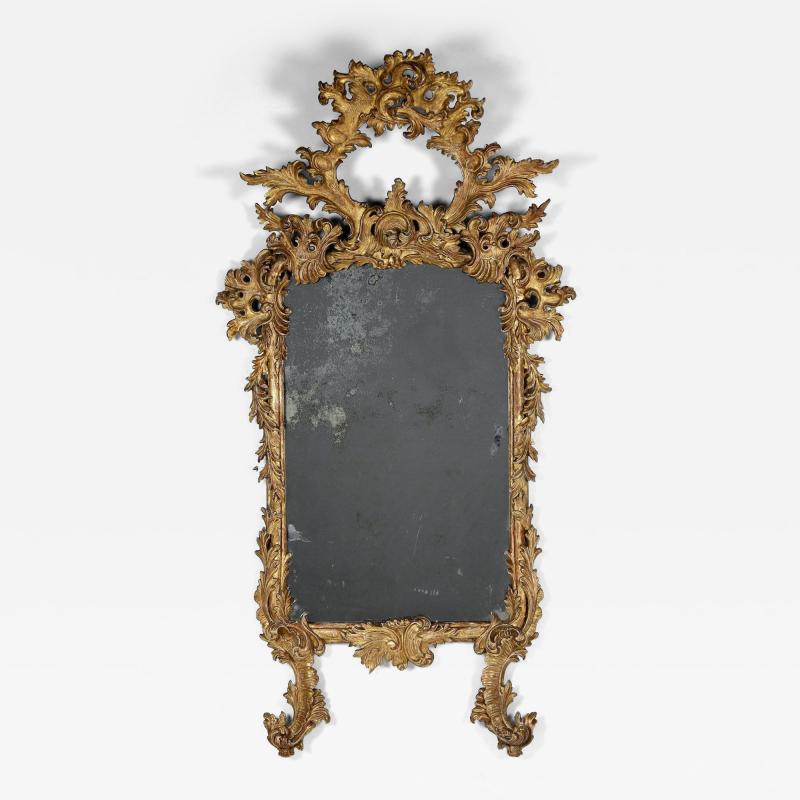 19th c Italian Giltwood Mirror with Original Mirror