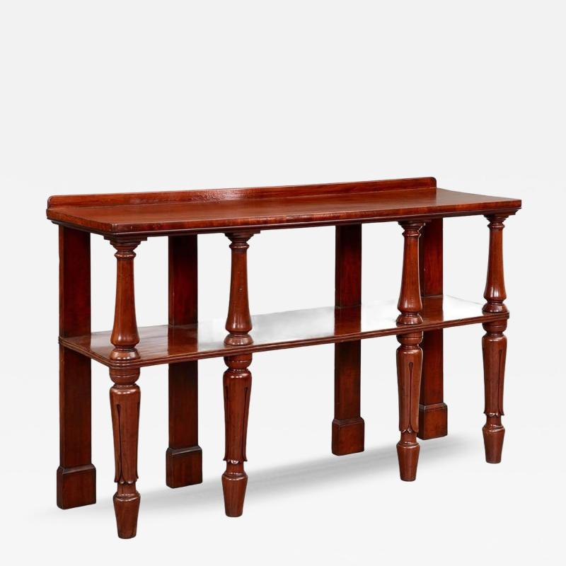 19th c Mahogany Double Shelf Etagere