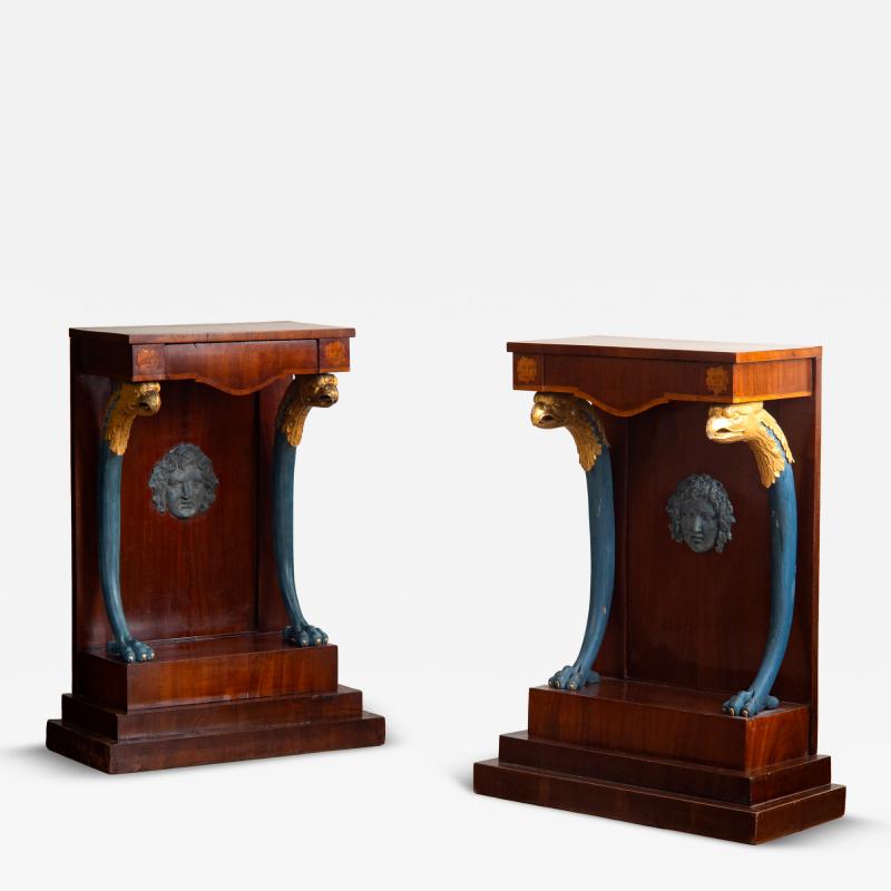 19th c Pair of Empire Console Tables