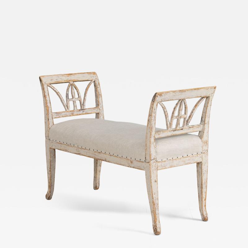 19th c Swedish Gustavian Lindome Painted Window Bench