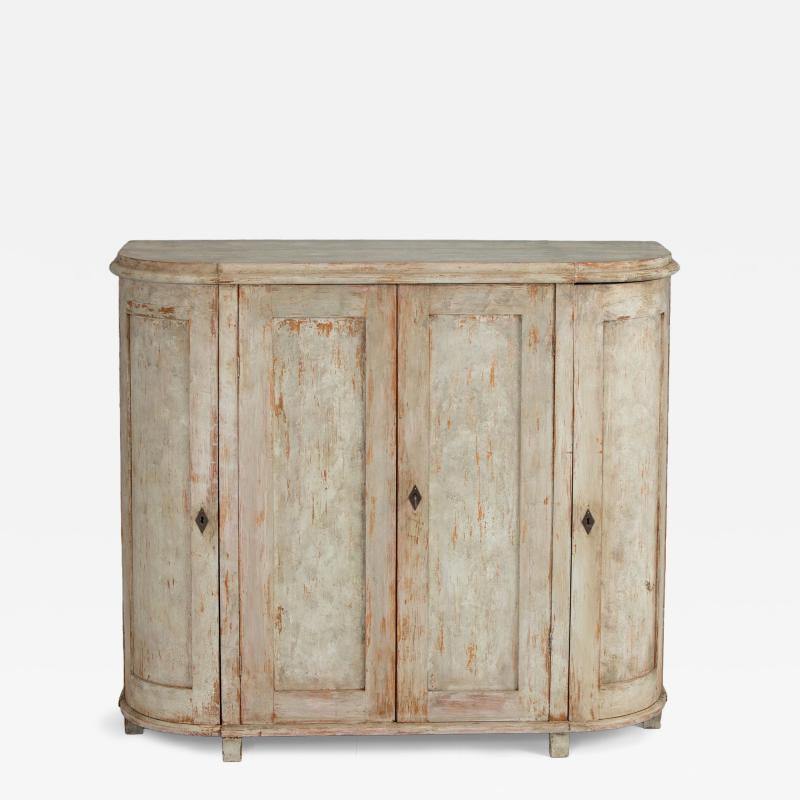 19th c Swedish Gustavian Period Buffet with Demilune Sides in Original Paint