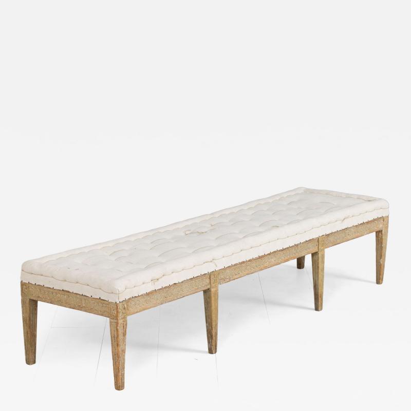 19th c Swedish Gustavian Period Footstool or Bench in Original Paint