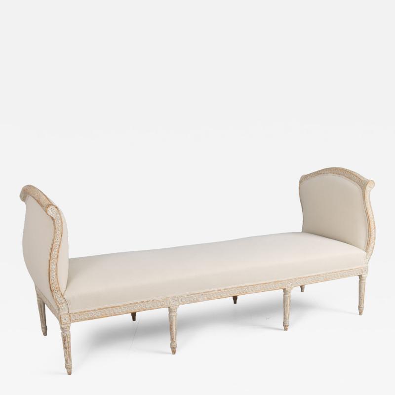 19th c Swedish Gustavian Period Upholstered Daybed in Original Paint