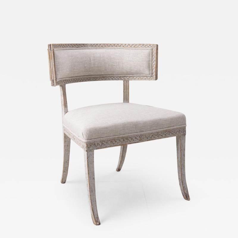 19th c Swedish Gustavian Period Upholstered and Painted Klismos Chair