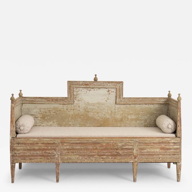 19th c Swedish Late Gustavian Sofa Bench in Original Paint