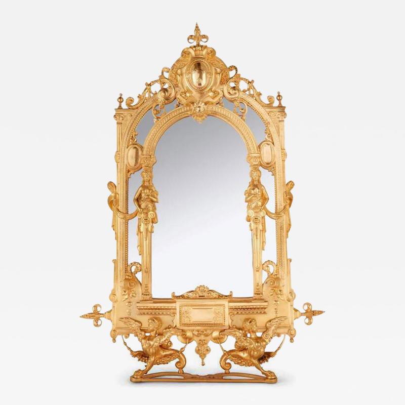 19th century Empire style ormolu table mirror
