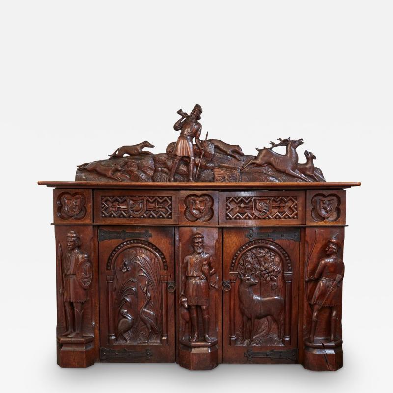 19th century English carved oak cabinet