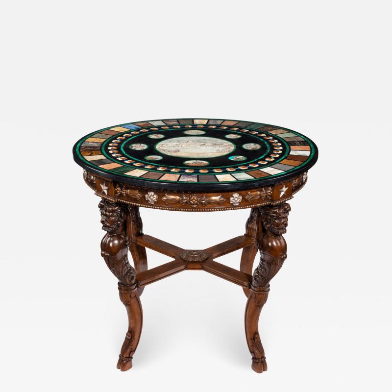 19th century Italian micro mosaic and specimen marble top centre table
