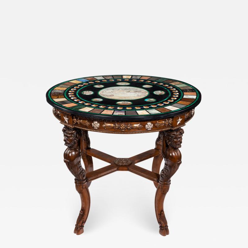 19th century Italian micro mosaic and specimen marble top centre table