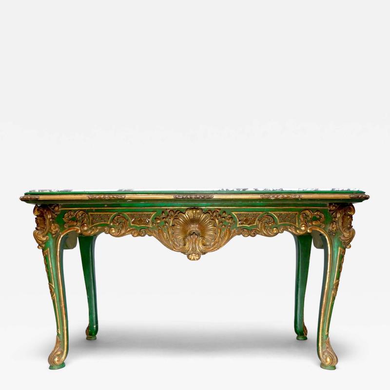 19th century console painted and gilded carved wood