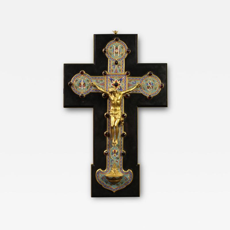 19th century gilded bronze crucifix signed Barbedienne