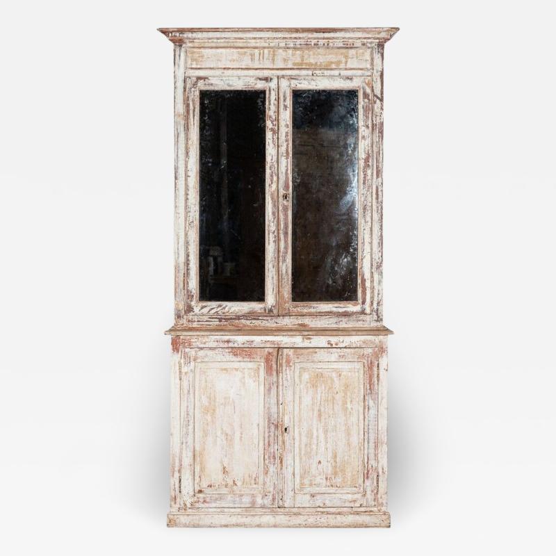 19thC Austrian Painted Mirrored Vitrine Cabinet