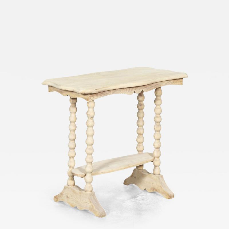 19thC Bleached English Pine Bobbin Side Table